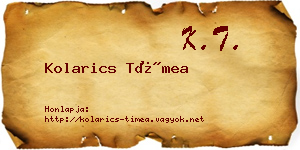 Kolarics Tímea névjegykártya
